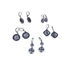 Silver Tone Dangle Earrings Set of 6 Filigree Boho